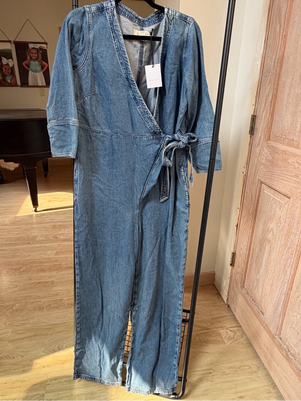 Hatch Womens drapey denim Maternity Jumpsuit easy nurse size Medium style 0197
